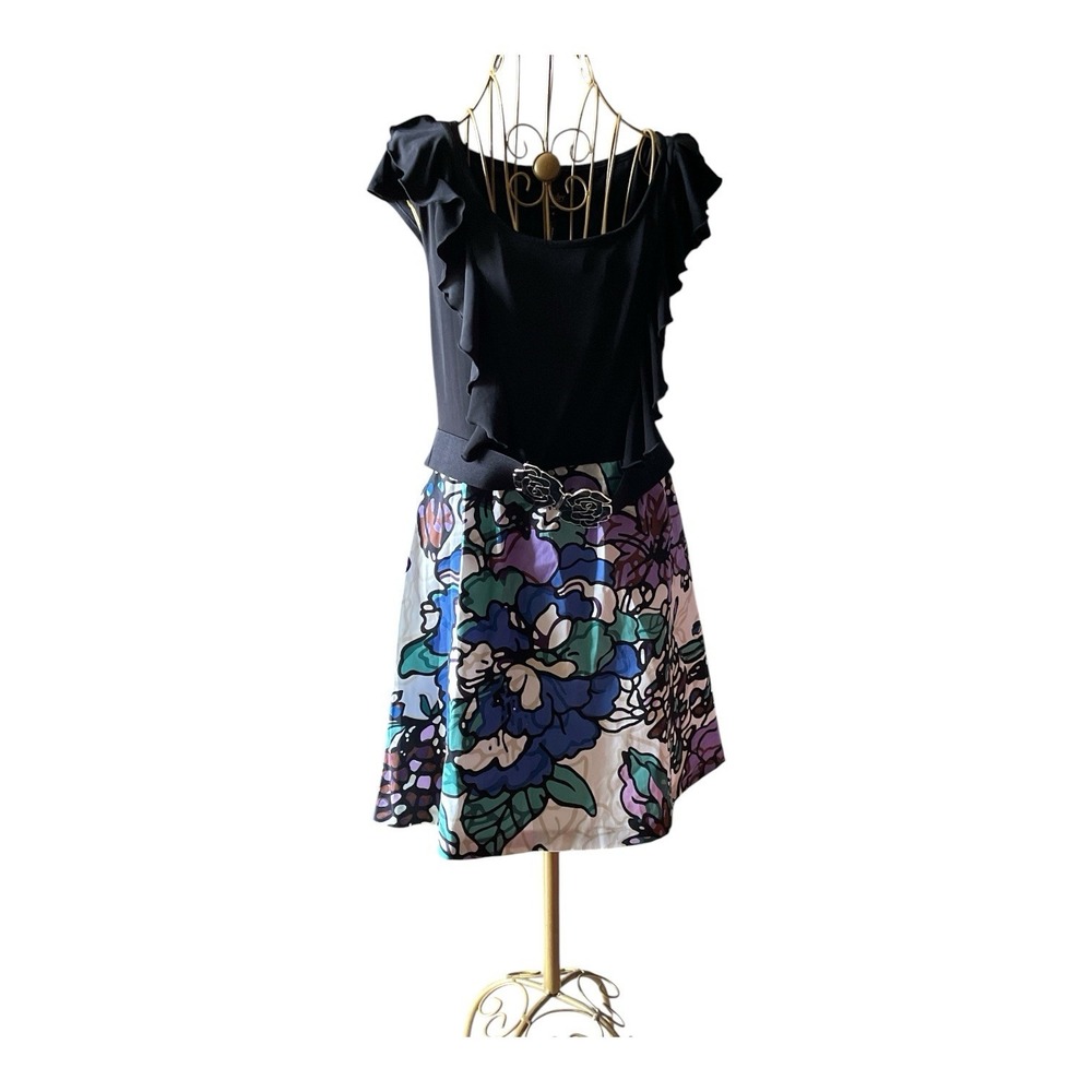 laundry by shelli segal dress Size 8 Retro‎ Y2K Color Block Belted Stretchy Top